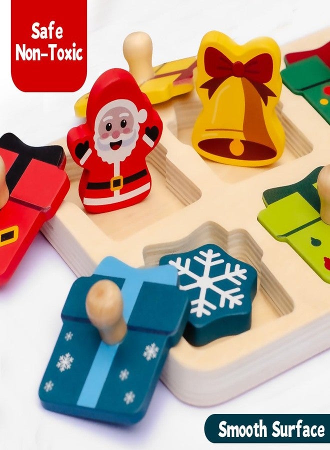 Waybla Stocking Stuffer for Kids - Christmas-Themed Wooden Peg Puzzle for Toddlers 1-3 Years, Montessori Educational Toy and Learning Activity - Image 4